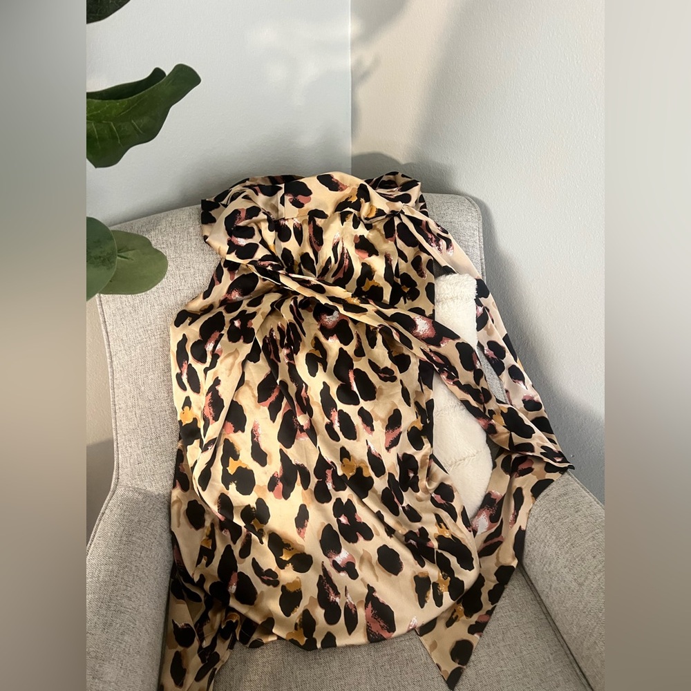 Leopard Print Satin Skirt